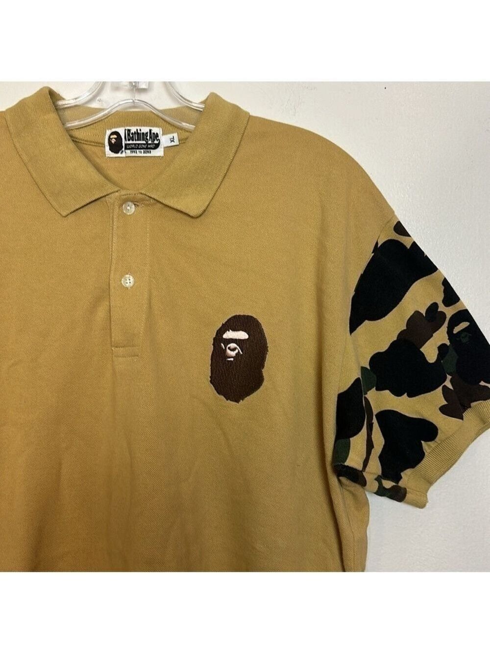 BAPE A Bathing Ape 1st Camo Large Ape Head Polo Sleeve Print Rare Japanese Brand